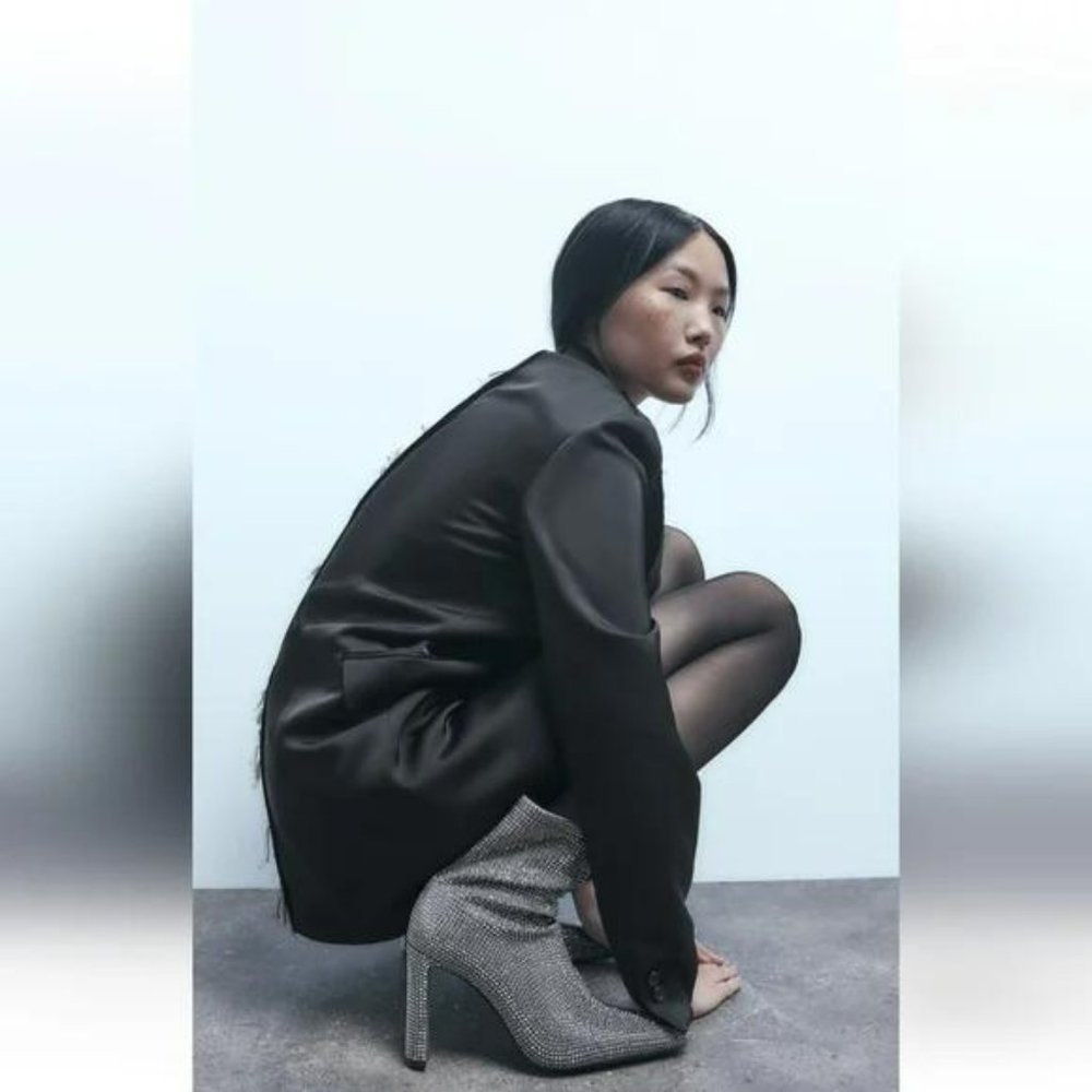 ZARA RHINESTONE HEELED ANKLE BOOTS - Picture 3 of 14